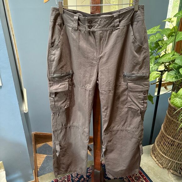 Women's Lightweight 100% Cotton Gray Cargo Pants size L - Picture 2 of 8